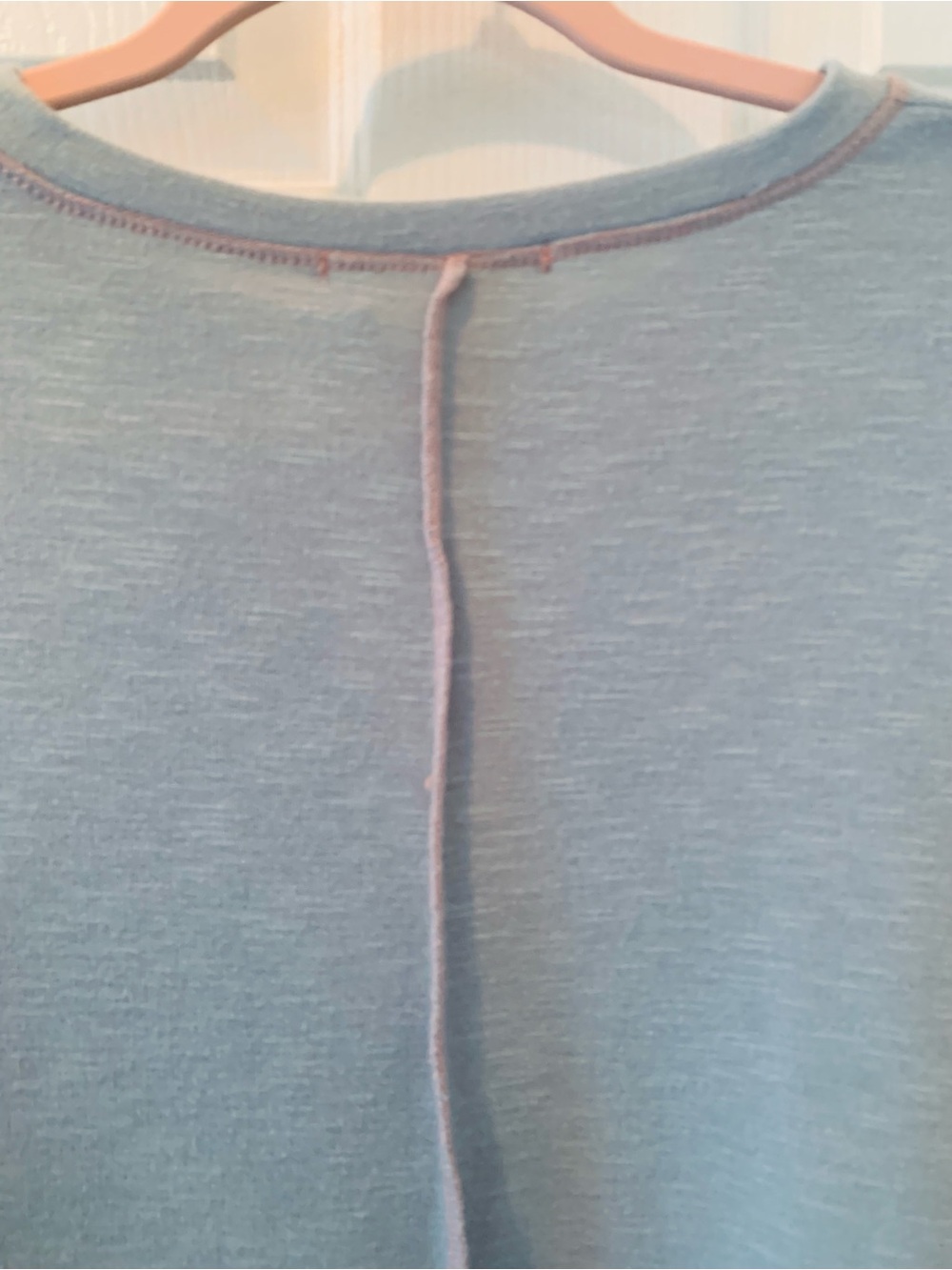 Oversized Light Blue Top with Floral Sleeves • Size Small - Picture 9 of 12